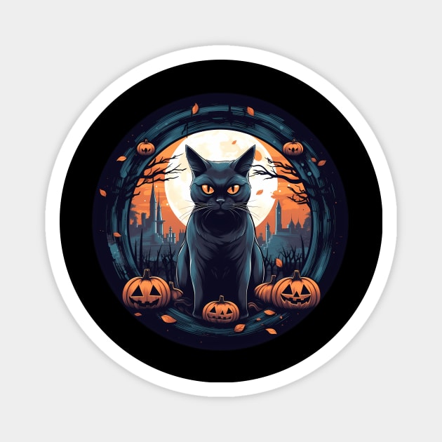 American Shorthair Black Cat Halloween, Cat Lover Magnet by logiamerch
